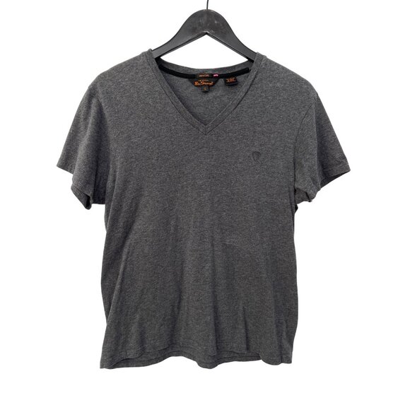 Ben Sherman Signature V Neck T Shirt Size Large Short Sleeve Tee Gray Cotton - Picture 1 of 5